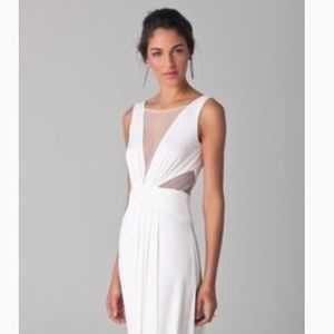 Bcbg maxi asymmetrical white dress xxs